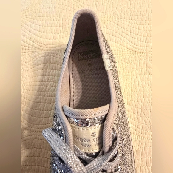 Keds X Kate Spade Ladies Silver Glitter Sneakers - Picture 3 of 7